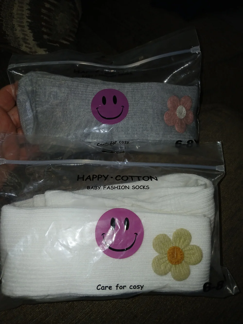 Happy Cotton Girls Tights With Flower Applique